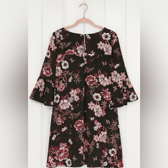 Jessica Howard Women’s Black Maroon Floral Sheath Dress Size 6 Lined Above Knee - Picture 3 of 7